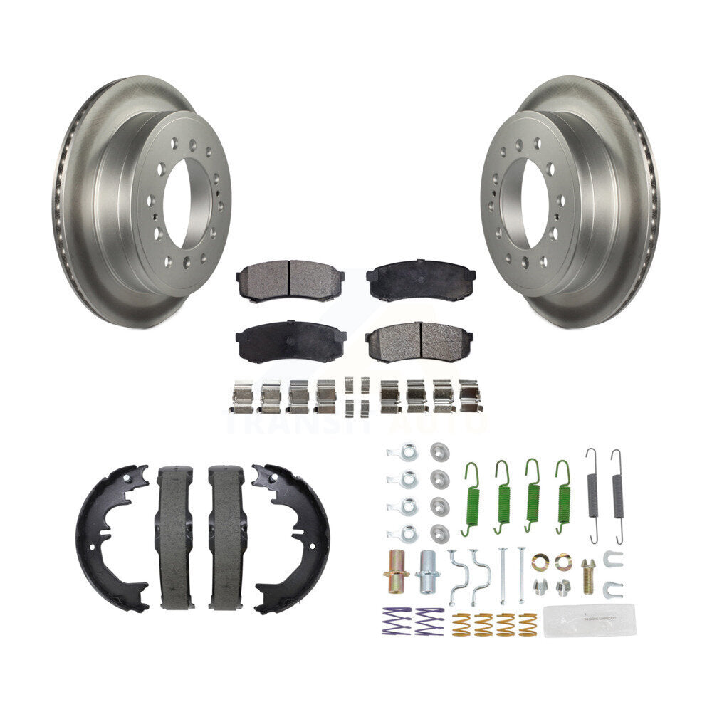 Rear Disc Coated Rotors Semi-Metallic Pads Parking Shoes Hardware Kit For Toyota 4Runner KGF-104258
