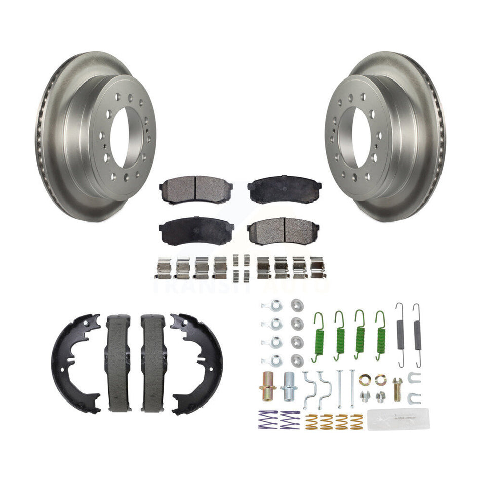 Rear Disc Coated Rotors Semi-Metallic Pads Parking Shoes Hardware Kit For Toyota 4Runner KGF-104258