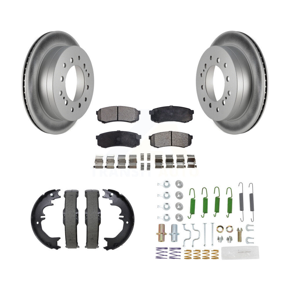 Rear Disc Coated Rotors Semi-Metallic Pads Parking Shoes Hardware Kit For Toyota 4Runner KGF-104259