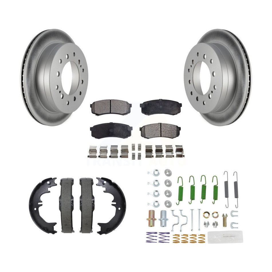 Rear Disc Coated Rotors Semi-Metallic Pads Parking Shoes Hardware Kit For Toyota 4Runner KGF-104259