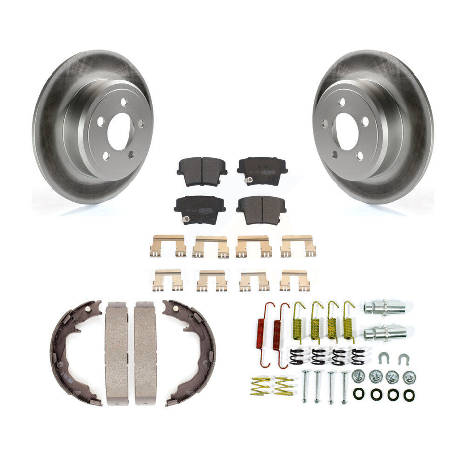 Rear Disc Coated Rotors Semi-Metallic Pads Parking Shoes & Hardware Kit For Dodge Avenger KGF-104262