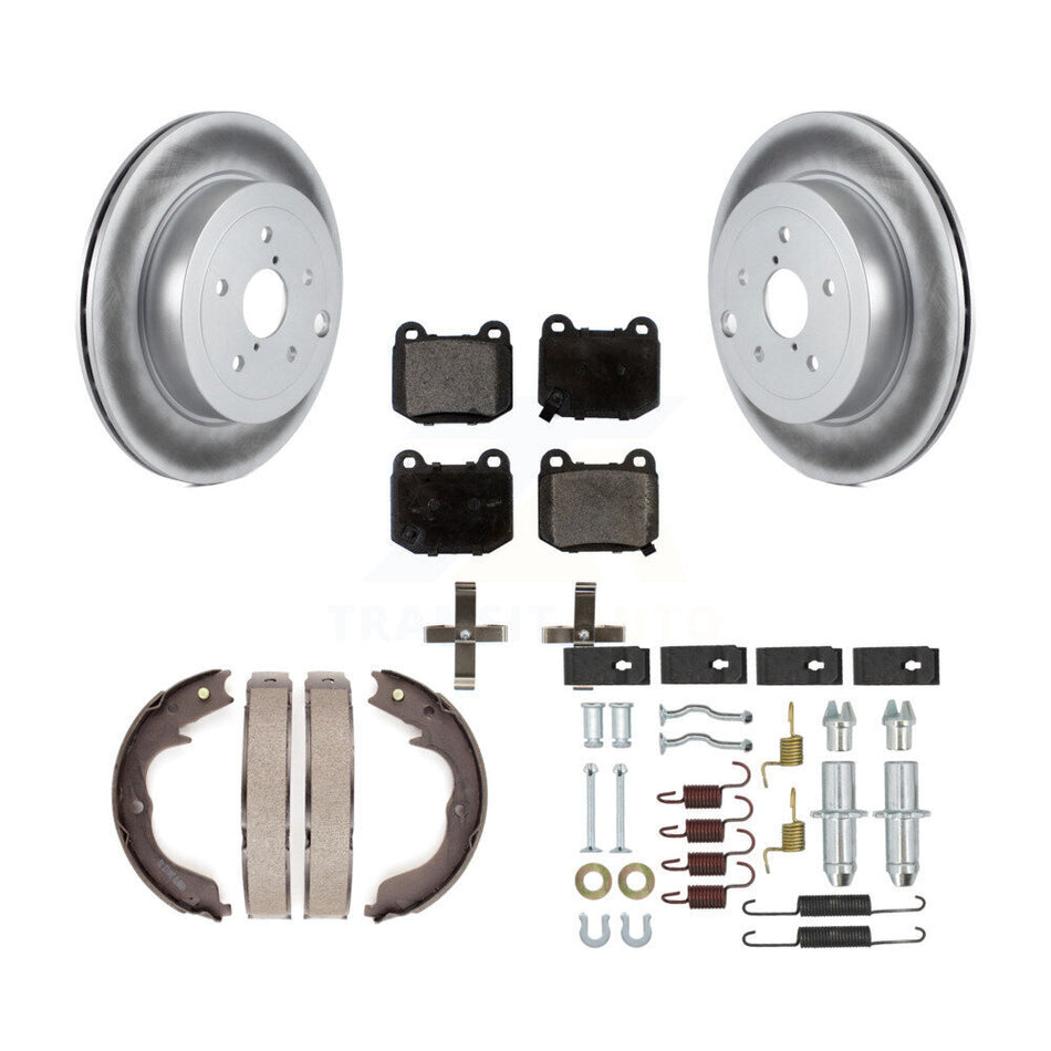 Rear Disc Coated Rotors Semi-Metallic Pads Parking Shoes Hardware Kit For Subaru Impreza KGF-104270