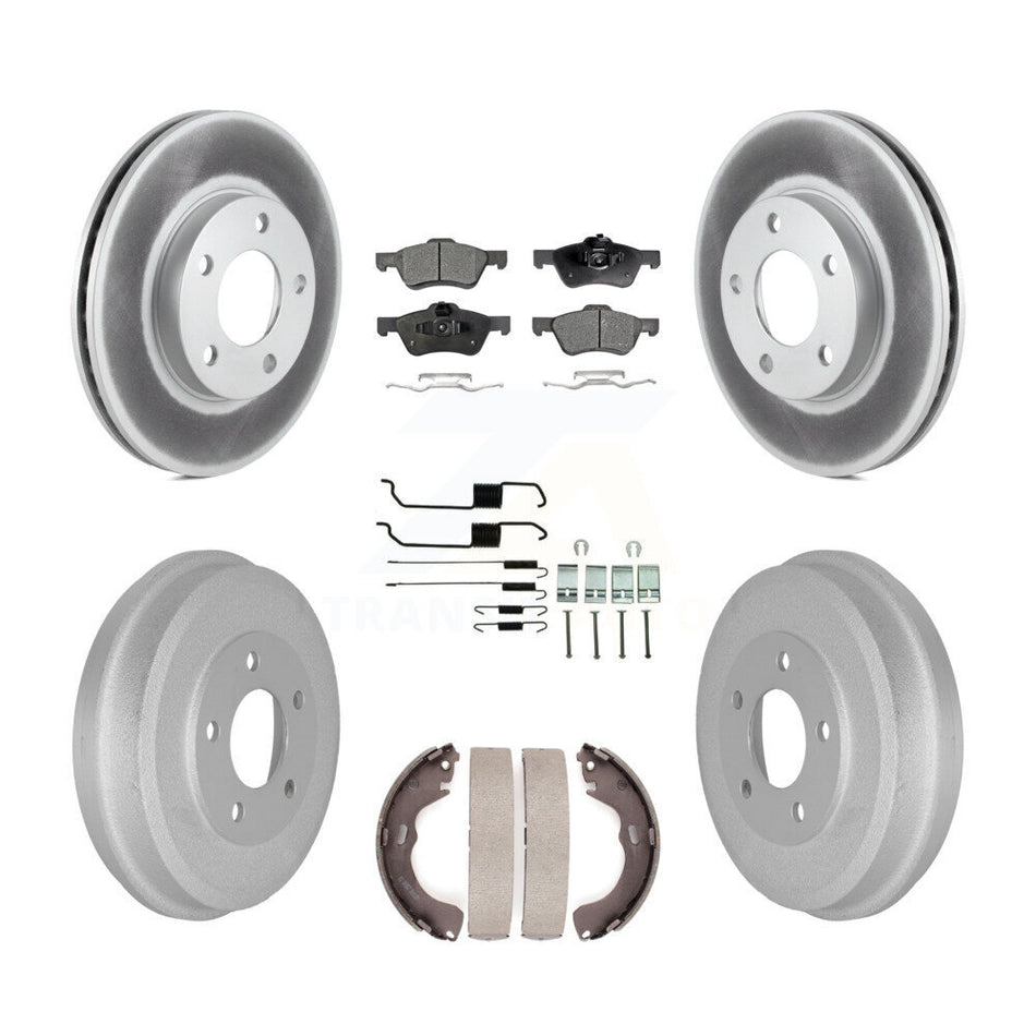 Front Rear Coated Disc Brake Rotor Semi-Metallic Pad & Drum Kit (7Pc) For Mercury Mariner KGF-104277