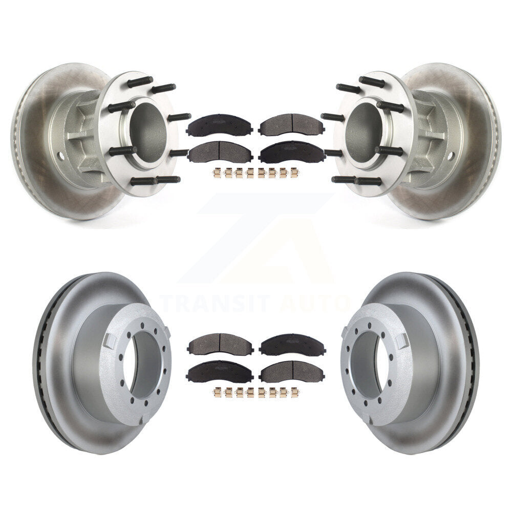 Front Rear Coated Brake Rotor Semi-Metallic Pad Kit For Ford F-450 Super Duty F-550 4 X 2 KGF-104281
