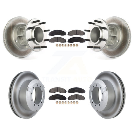 Front Rear Coated Brake Rotor Semi-Metallic Pad Kit For Ford F-450 Super Duty F-550 4 X 2 KGF-104281