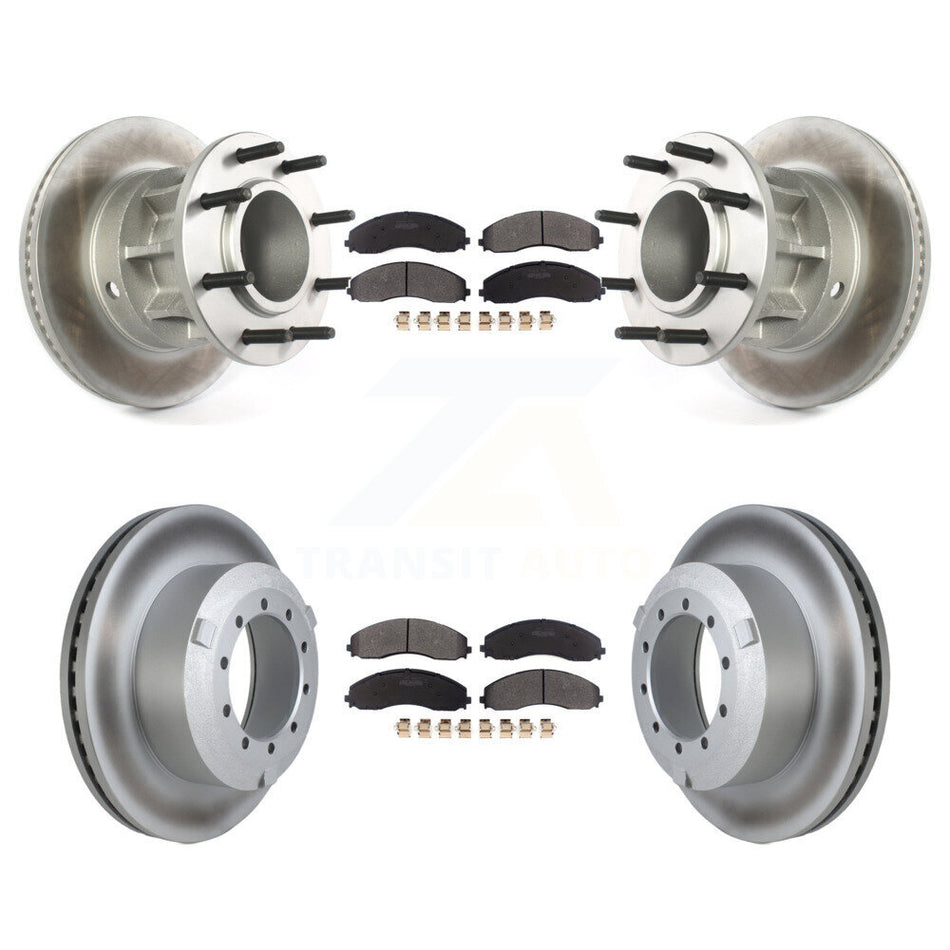 Front Rear Coated Brake Rotor Semi-Metallic Pad Kit For Ford F-450 Super Duty F-550 4 X 2 KGF-104281