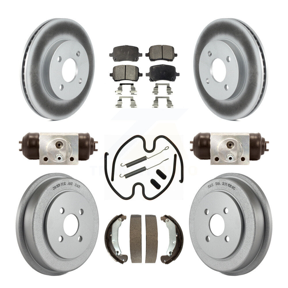 Front Rear Coated Disc Brake Rotors Semi-Metallic Pads And Drum Kit (9Pc) For Pontiac G5 KGF-104282