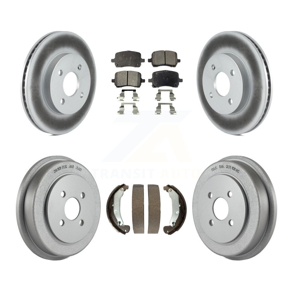 Front Rear Coated Brake Rotors Semi-Metallic Pad Drum Kit For Pontiac G5 Disc rear brakes KGF-104288