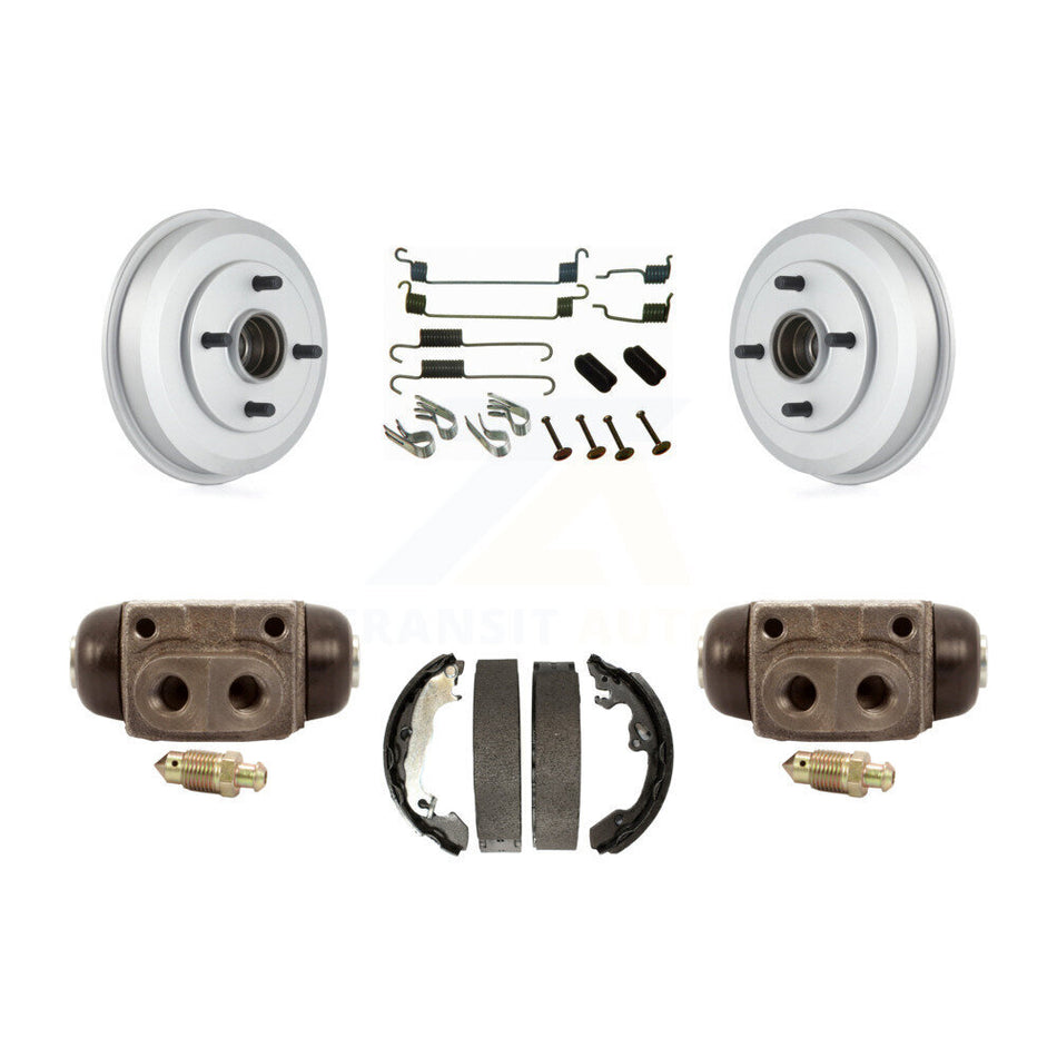Rear Coated Brake Drum Shoes Spring And Cylinders Kit For 2005-2007 Ford Focus Wheel Bearing Includes KGN-100110