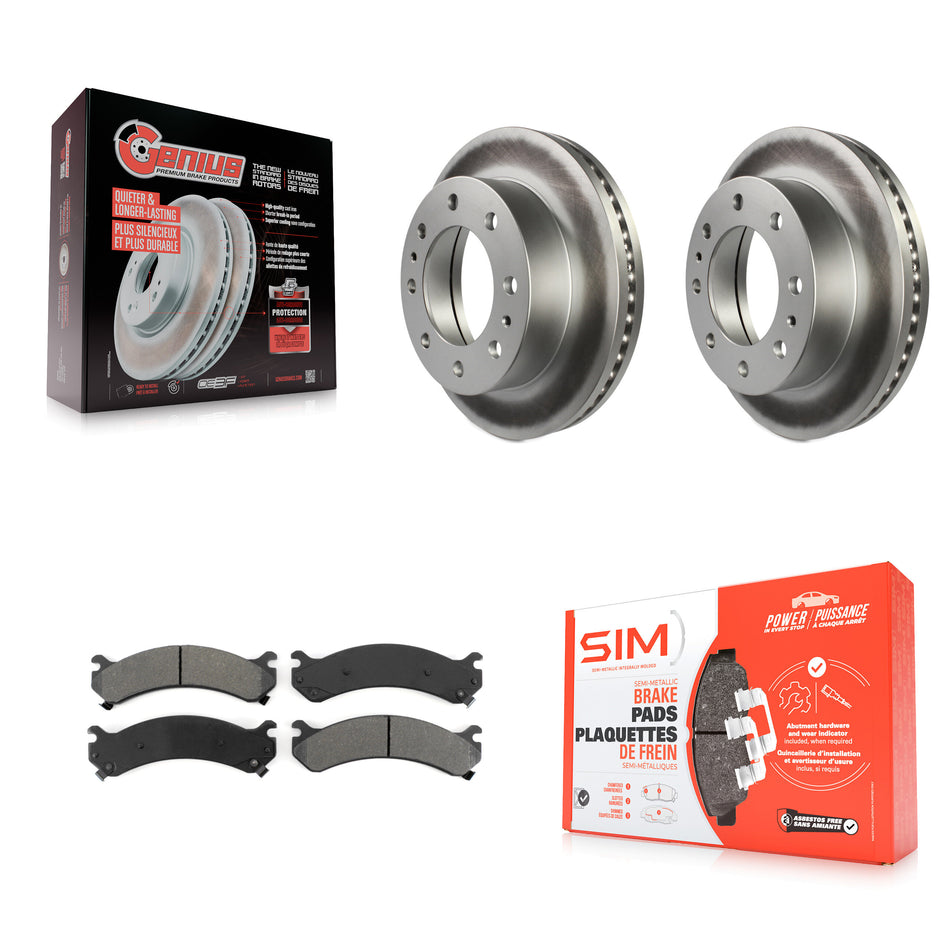 Front Coated Disc Brake Rotors And Semi-Metallic Pads Kit For Chevrolet Express 3500 GMC Savana Silverado HD Sierra Classic 4500 KGS-100017
