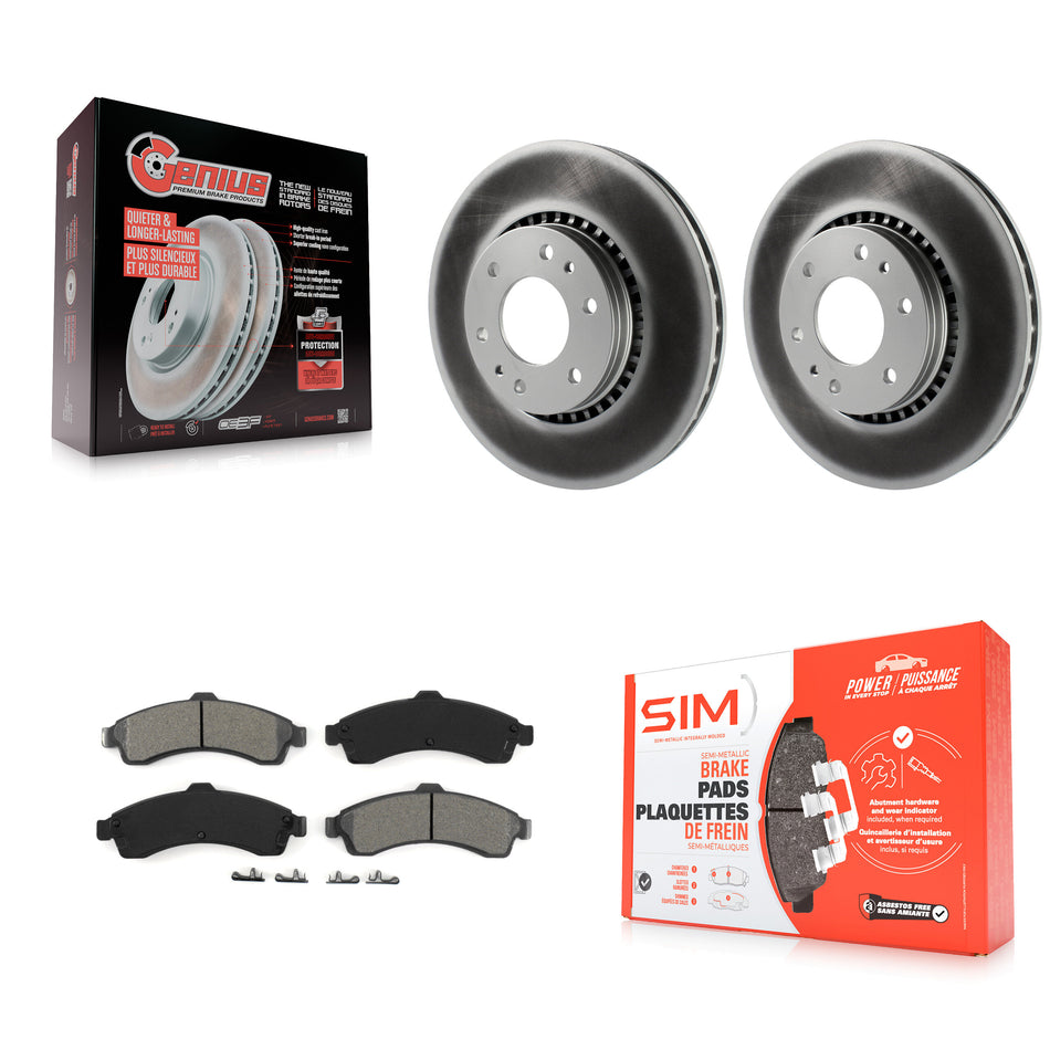 Front Coated Disc Brake Rotors And Semi-Metallic Pads Kit For Chevrolet Trailblazer GMC EXT Envoy XL Buick Rainier XUV SSR Isuzu Ascender Saab 9-7x KGS-100020
