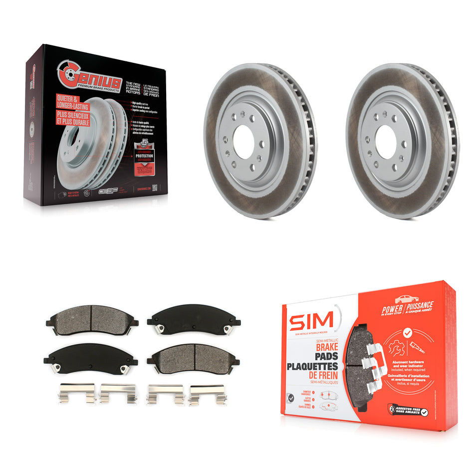 Front Coated Disc Brake Rotors And Semi-Metallic Pads Kit For 2004-2009 Cadillac SRX KGS-100034