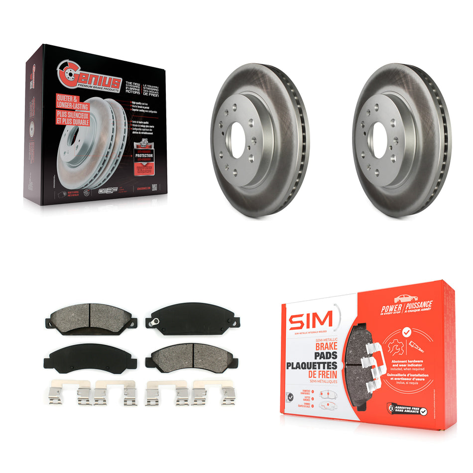 Front Coated Disc Brake Rotors And Semi-Metallic Pads Kit For 2007-2007 Chevrolet Tahoe GMC Suburban 1500 Yukon Cadillac Avalanche XL Escalade ESV EXT KGS-100035