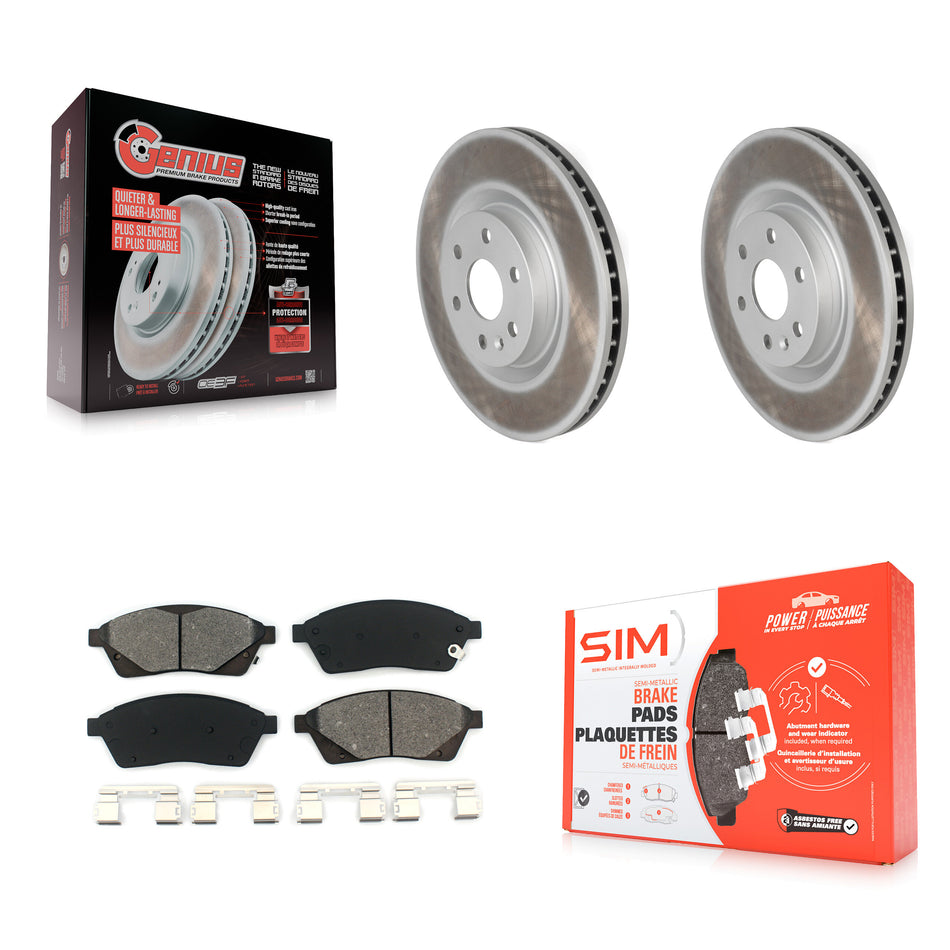 Front Coated Disc Brake Rotors And Semi-Metallic Pads Kit For Cadillac SRX Saab 9-4X KGS-100055