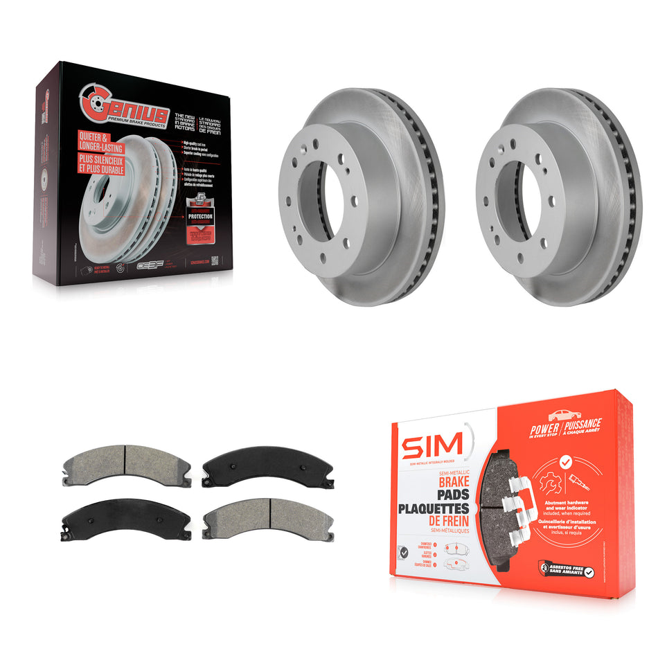 Front Coated Disc Brake Rotors And Semi-Metallic Pads Kit For Chevrolet Silverado 2500 HD GMC Sierra 3500 Suburban KGS-100059