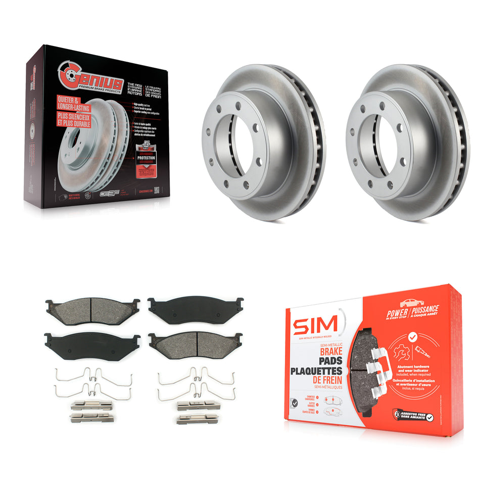 Front Coated Disc Brake Rotors And Semi-Metallic Pads Kit For Ford F-550 Super Duty F-450 KGS-100079