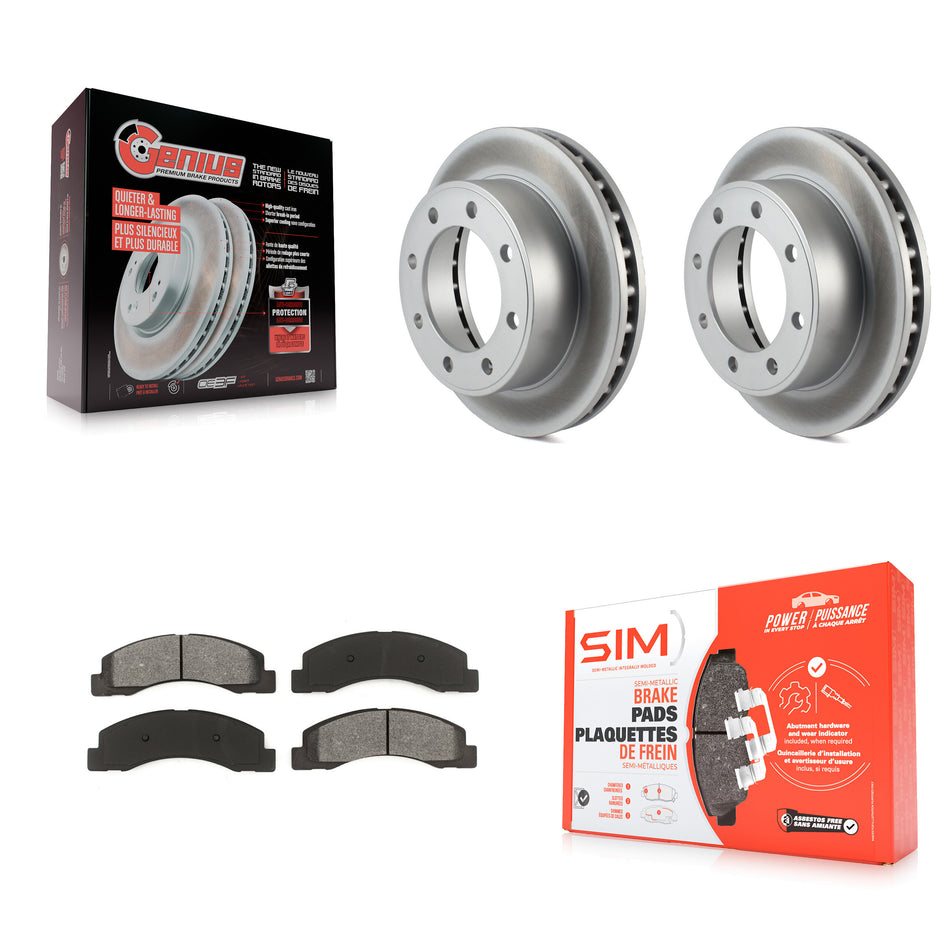 Front Coated Disc Brake Rotors And Semi-Metallic Pads Kit For Ford F-250 Super Duty F-350 Excursion KGS-100080