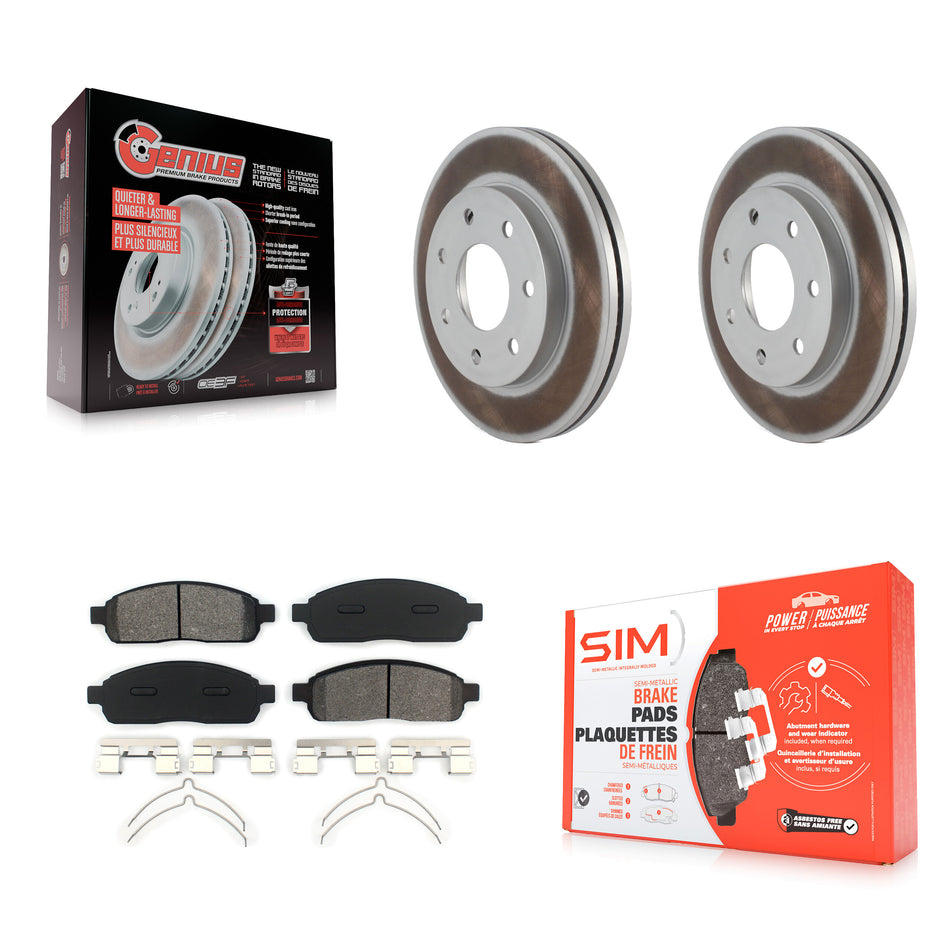 Front Coated Disc Brake Rotors And Semi-Metallic Pads Kit For Ford F-150 Lincoln Mark LT 4WD KGS-100088