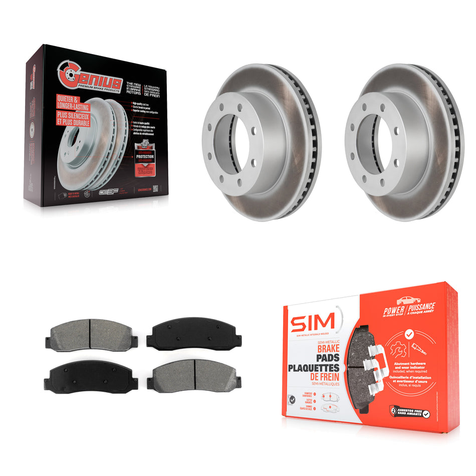 Front Coated Disc Brake Rotors And Semi-Metallic Pads Kit For Ford F-250 Super Duty F-350 KGS-100092