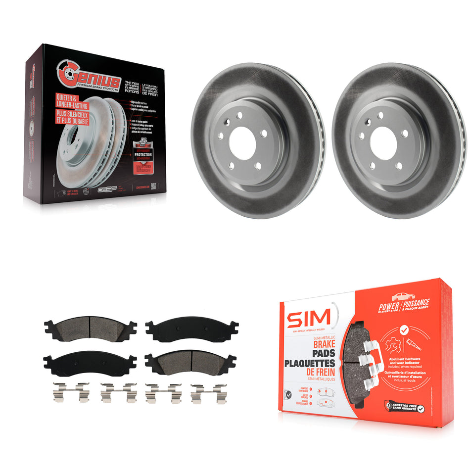 Front Coated Disc Brake Rotors And Semi-Metallic Pads Kit For 2010-2012 Ford Taurus SHO KGS-100112