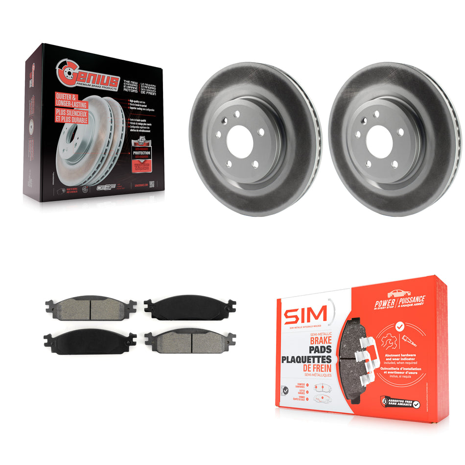 Front Coated Disc Brake Rotors And Semi-Metallic Pads Kit For 2009-2010 Lincoln MKS KGS-100113