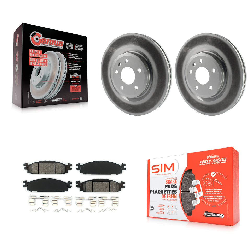Front Coated Disc Brake Rotors And Semi-Metallic Pads Kit For Ford Explorer Taurus Flex Lincoln MKT MKS KGS-100114
