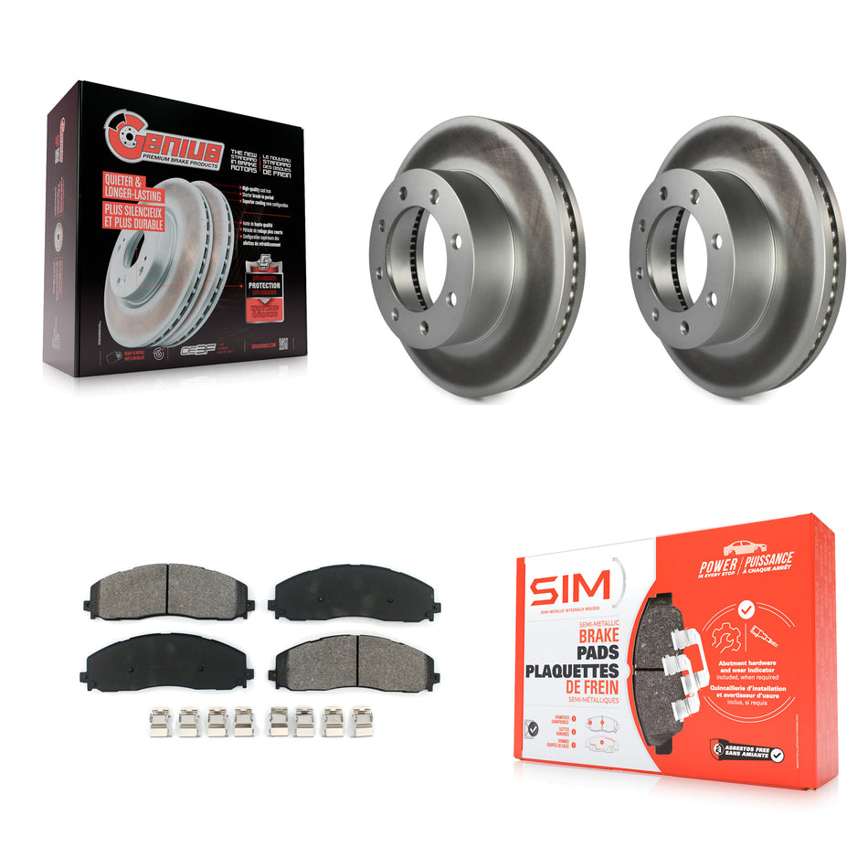 Front Coated Disc Brake Rotors And Semi-Metallic Pads Kit For Ford F-250 Super Duty F-350 F-450 KGS-100124