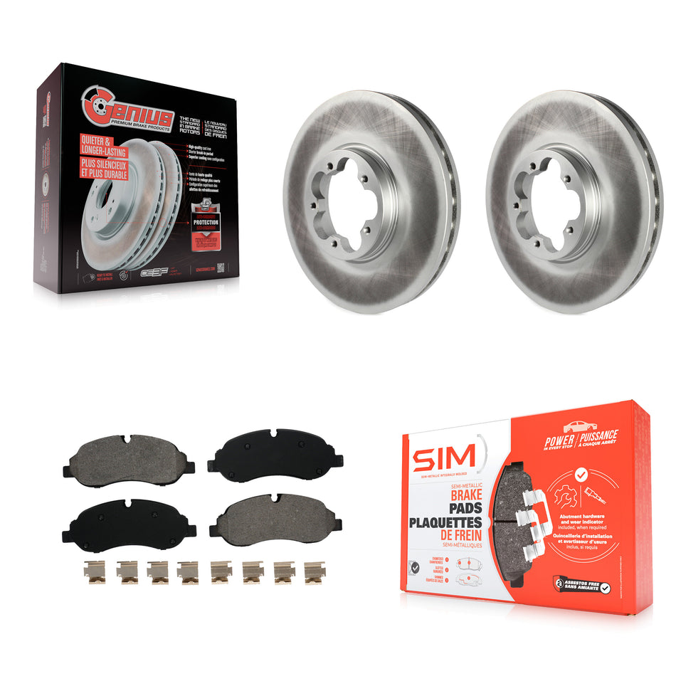 Front Coated Disc Brake Rotors And Semi-Metallic Pads Kit For Ford Transit-250 Transit-350 Transit-150 KGS-100125