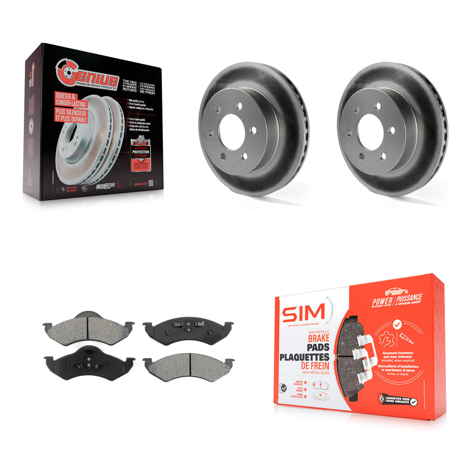Front Coated Disc Brake Rotors And Semi-Metallic Pads Kit For 2000-2002 Dodge Dakota Durango KGS-100130