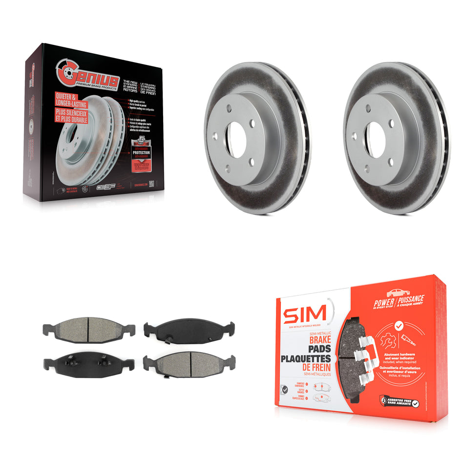 Front Coated Disc Brake Rotors And Semi-Metallic Pads Kit For 1999-2002 Jeep Grand Cherokee With Teves & ATE Caliper KGS-100132