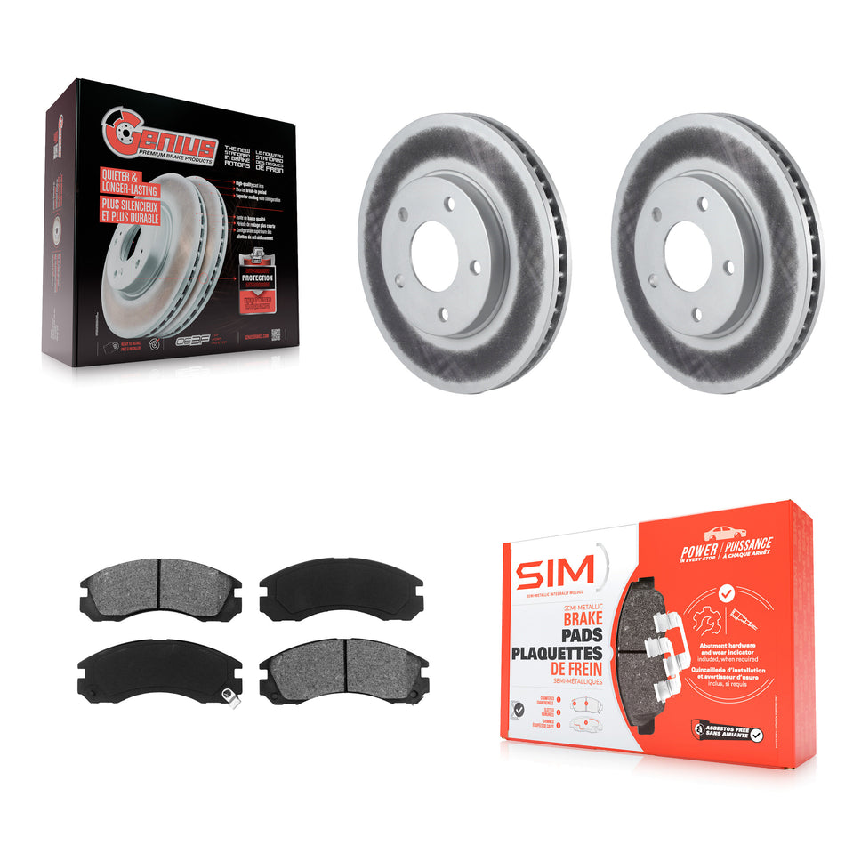 Front Coated Disc Brake Rotors And Semi-Metallic Pads Kit For 2000 Mitsubishi Eclipse 3.0L KGS-100135