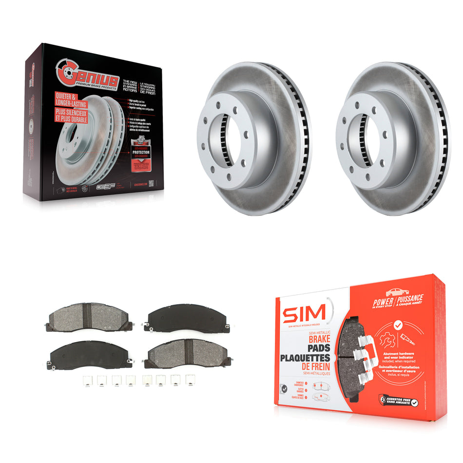 Front Coated Disc Brake Rotors And Semi-Metallic Pads Kit For Ram 2500 3500 1500 Dodge KGS-100164