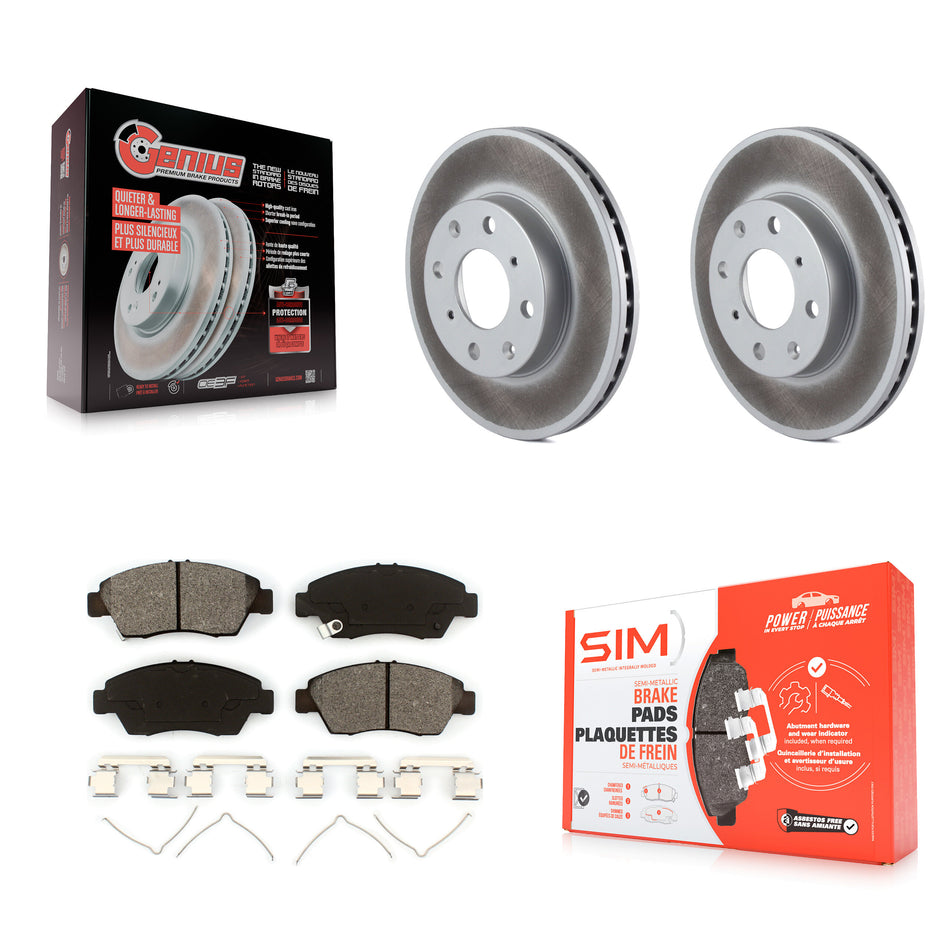 Front Coated Disc Brake Rotors And Semi-Metallic Pads Kit For Honda Civic KGS-100183
