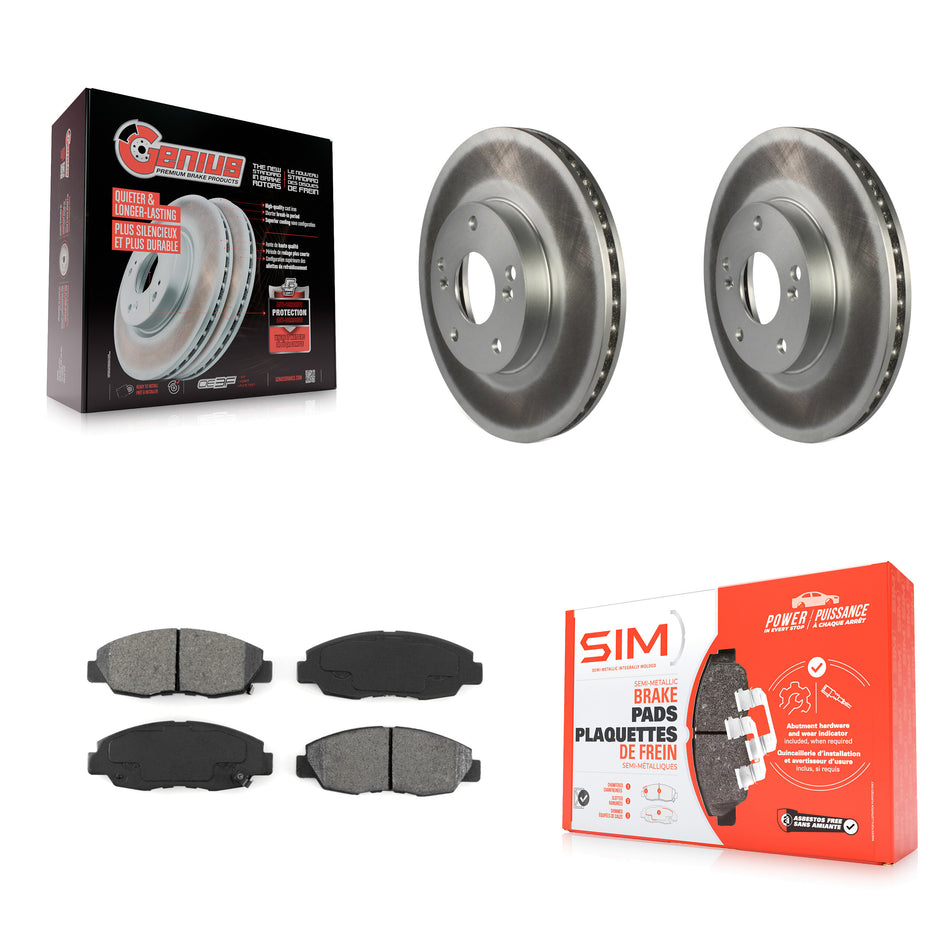 Front Coated Disc Brake Rotors And Semi-Metallic Pads Kit For 2014-2015 Honda Civic Touring KGS-100204