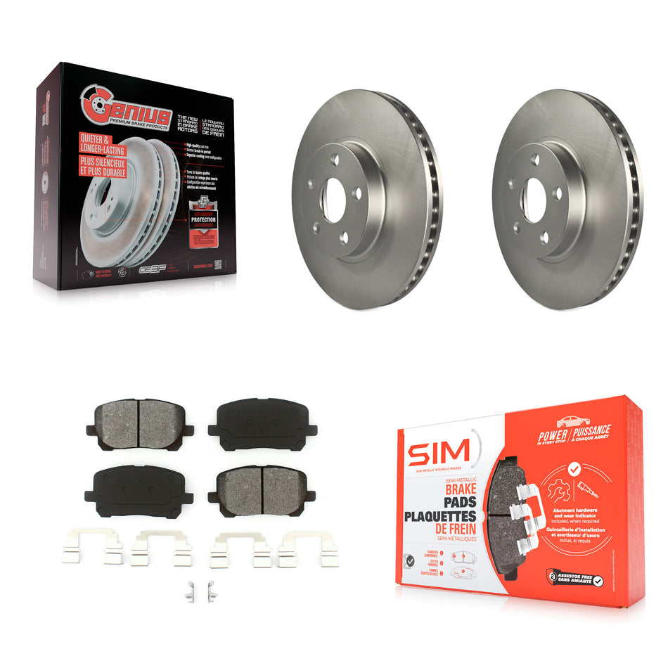 Front Coated Disc Brake Rotors And Semi-Metallic Pads Kit For 2003-2008 Toyota Corolla Matrix Pontiac Vibe KGS-100235
