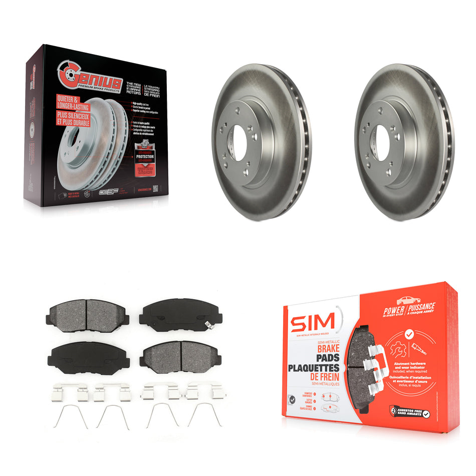 Front Coated Disc Brake Rotors And Semi-Metallic Pads Kit For 2002-2004 Honda CR-V KGS-100258