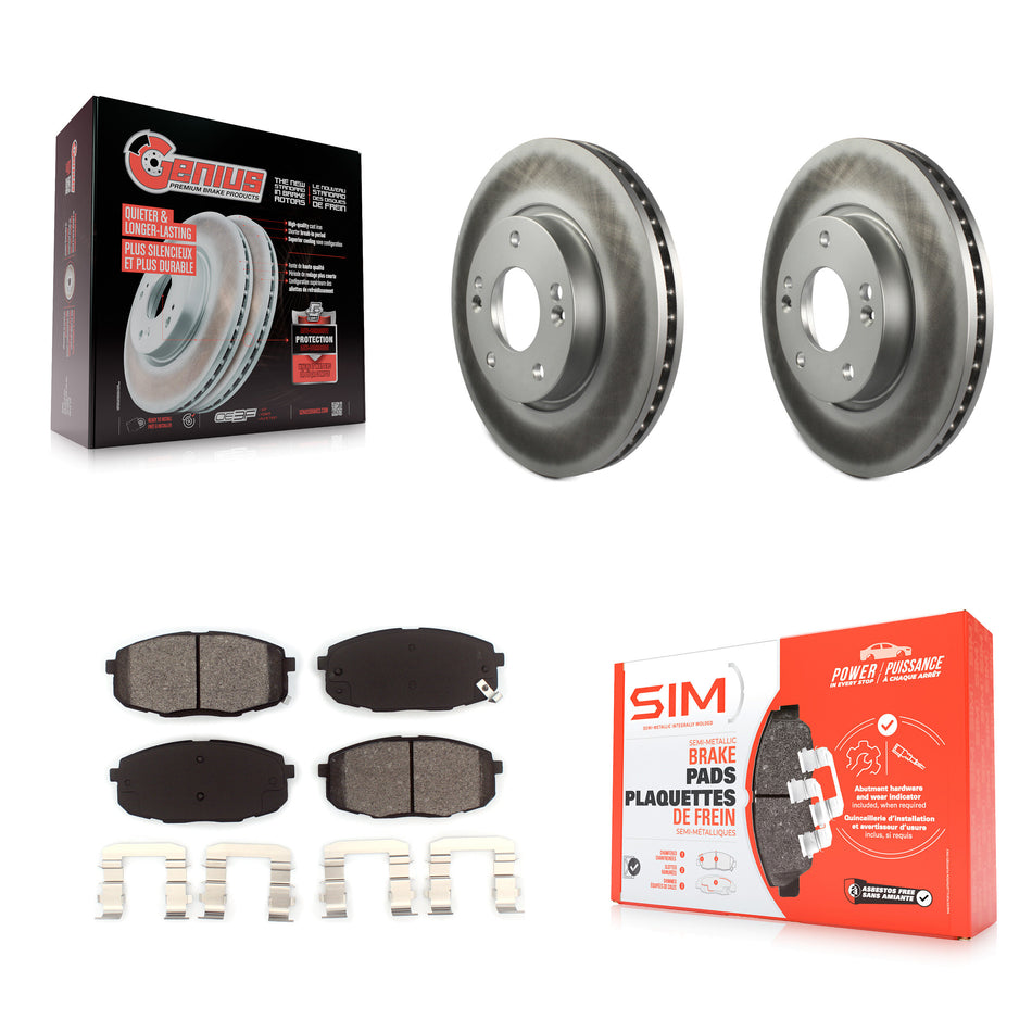 Front Coated Disc Brake Rotors And Semi-Metallic Pads Kit For Hyundai Elantra KGS-100265