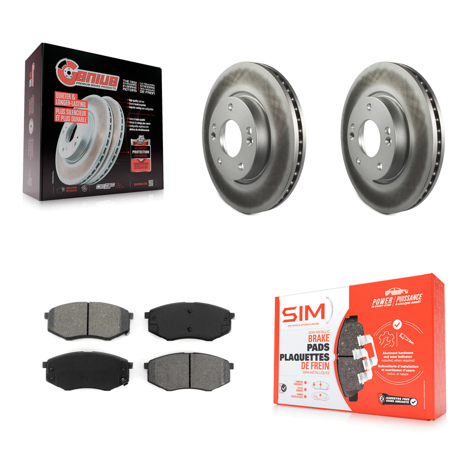 Front Coated Disc Brake Rotors And Semi-Metallic Pads Kit For Hyundai Tucson Kia Sportage FWD KGS-100266