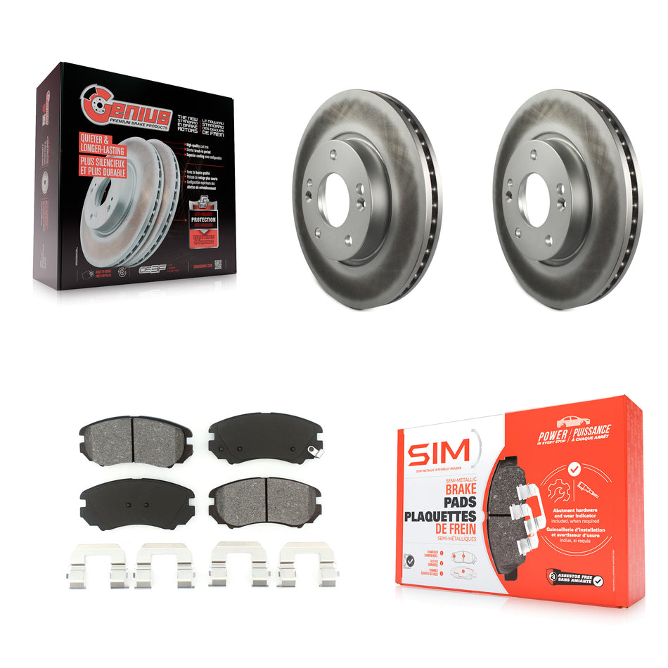 Front Coated Disc Brake Rotors And Semi-Metallic Pads Kit For Hyundai Kia Sonata Soul Sportage Tucson Optima Tiburon Magentis KGS-100268