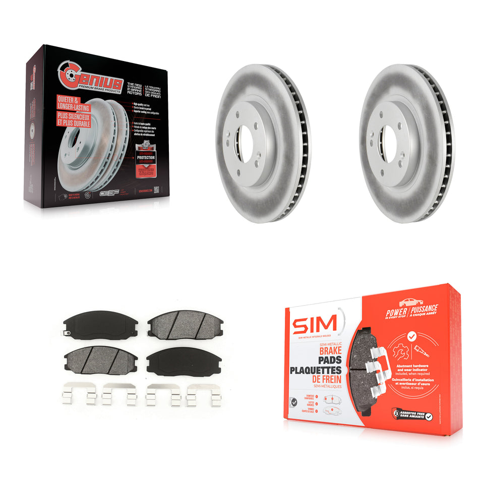 Front Coated Disc Brake Rotors And Semi-Metallic Pads Kit For 2001-2006 Hyundai Santa Fe With 294mm Diameter Rotor KGS-100270