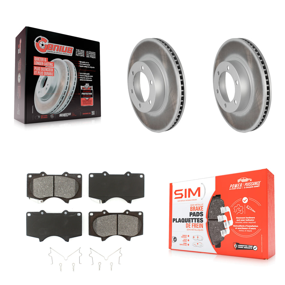 Front Coated Disc Brake Rotors And Semi-Metallic Pads Kit For Toyota 4Runner Lexus GX470 KGS-100286