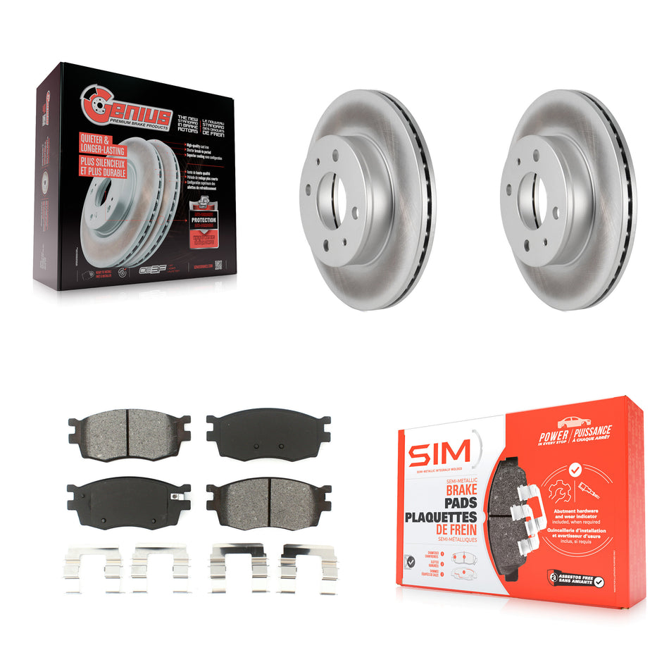 Front Coated Disc Brake Rotors And Semi-Metallic Pads Kit For 2006 Hyundai Accent Hatchback KGS-100288