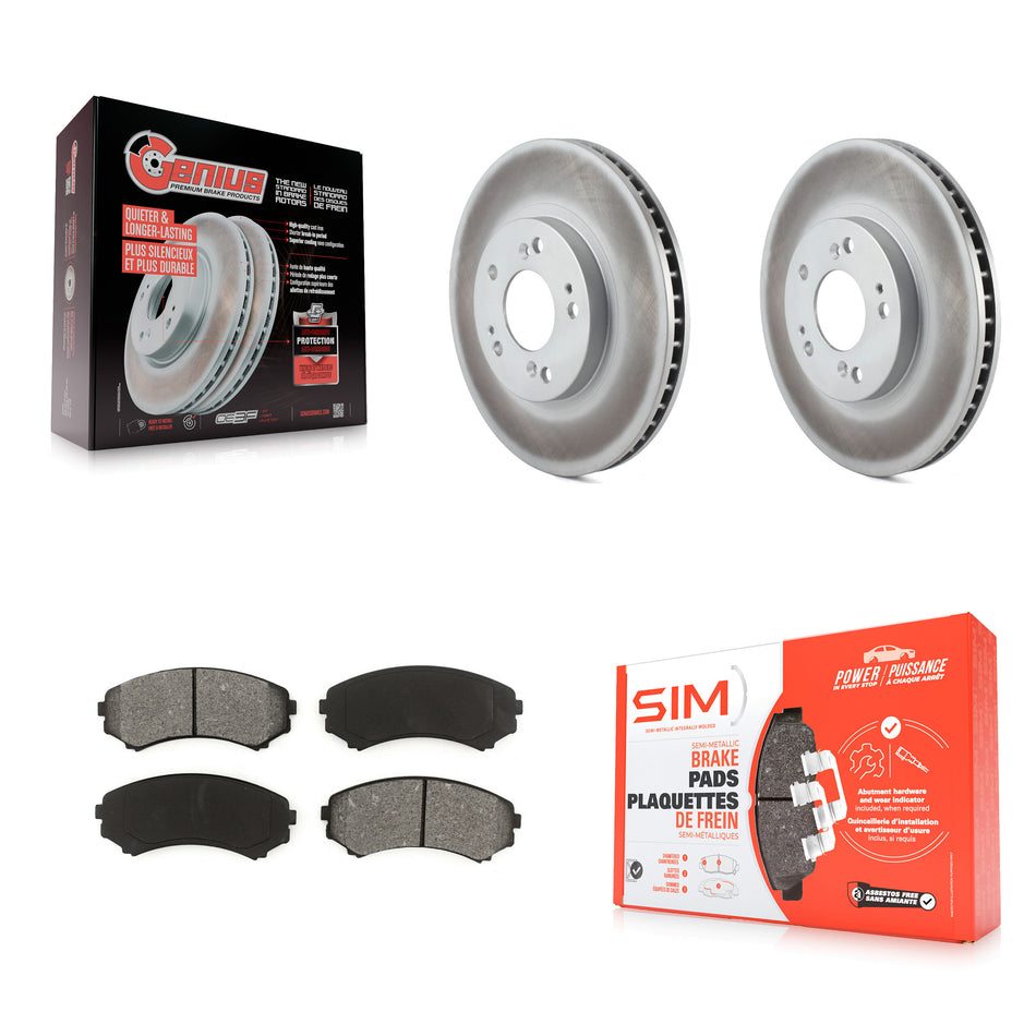 Front Coated Disc Brake Rotors And Semi-Metallic Pads Kit For Mitsubishi Endeavor KGS-100290
