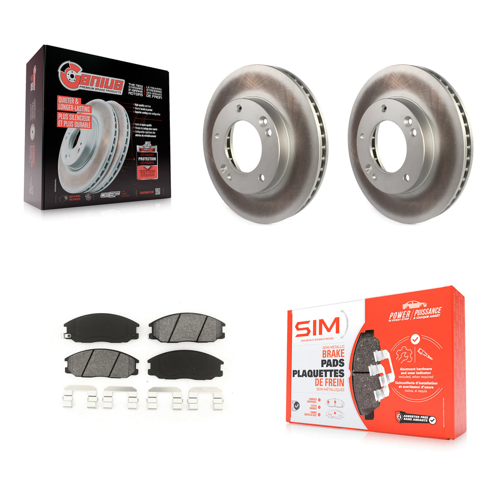 Front Coated Disc Brake Rotors And Semi-Metallic Pads Kit For 2003-2006 Kia Sorento KGS-100312