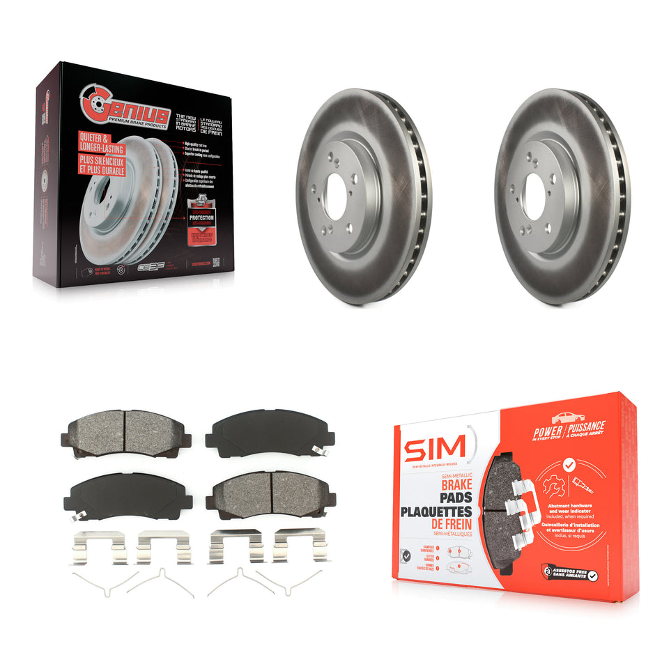 Front Coated Disc Brake Rotors And Semi-Metallic Pads Kit For 2006-2014 Honda Ridgeline KGS-100319