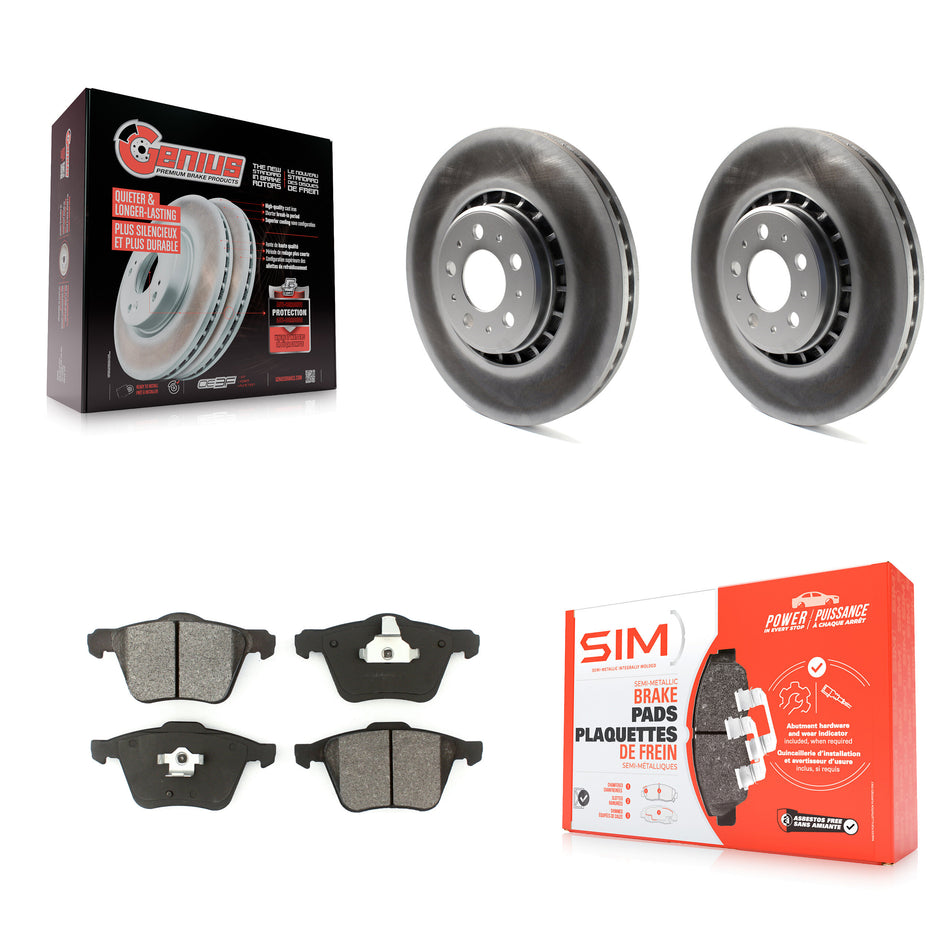 Front Coated Disc Brake Rotors And Semi-Metallic Pads Kit For 2003-2014 Volvo XC90 With 336mm Diameter Rotor KGS-100336