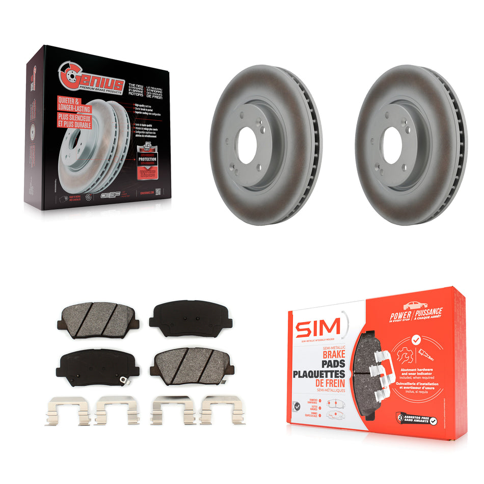 Front Coated Disc Brake Rotors And Semi-Metallic Pads Kit For 2014-2017 Kia Rondo KGS-100347