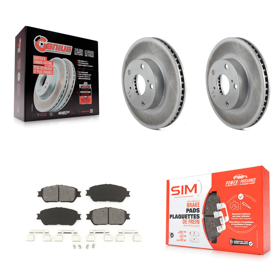 Front Coated Disc Brake Rotors And Semi-Metallic Pads Kit For 2005-2015 Toyota Tacoma With 5 Lug Wheels KGS-100353
