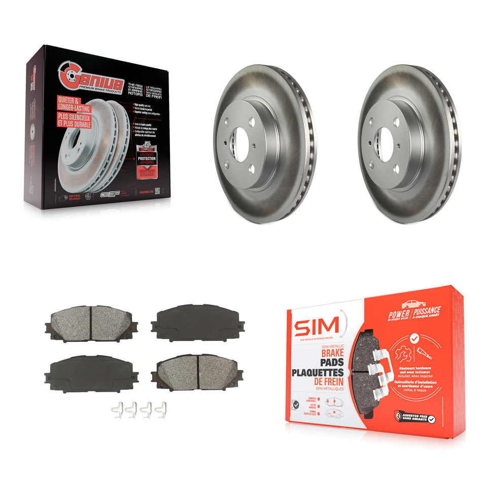 Front Coated Disc Brake Rotors And Semi-Metallic Pads Kit For Toyota Yaris Prius C Scion iQ KGS-100359