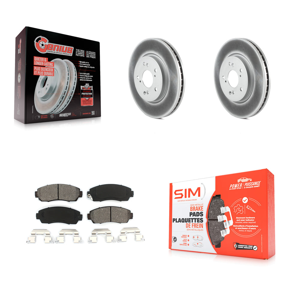 Front Coated Disc Brake Rotors And Semi-Metallic Pads Kit For Honda CR-V Acura RDX Accord Crosstour KGS-100366